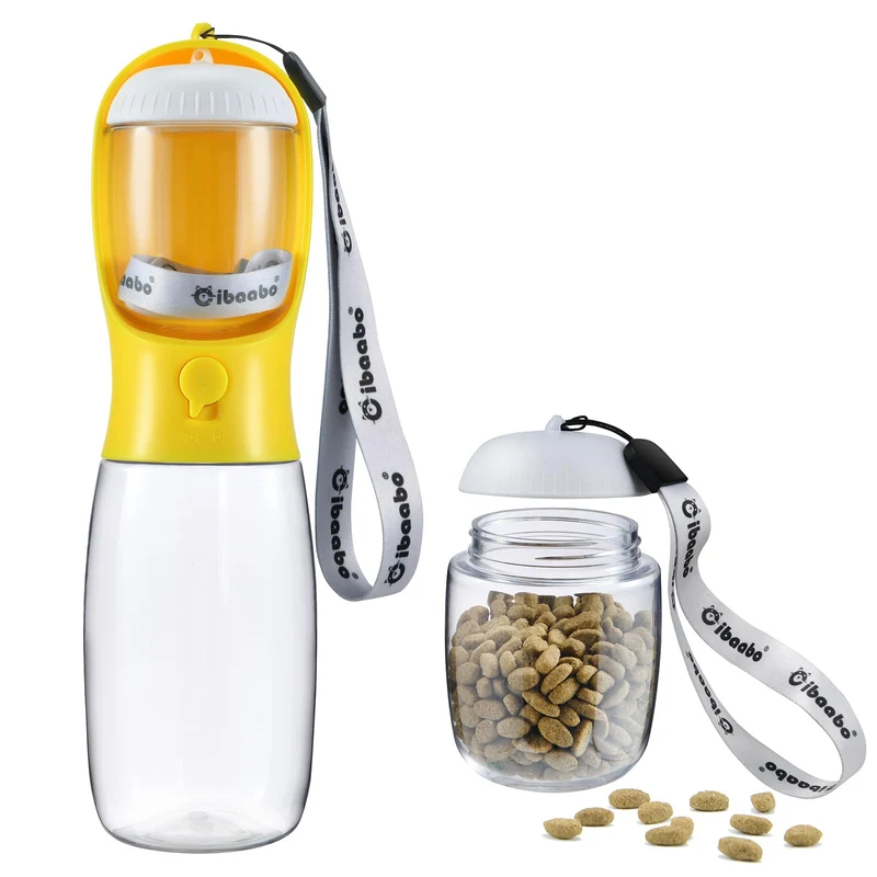 Cibaabo Bouteille d'eau pour chien avec compartiment alimentaire – Accessoire de voyage portable