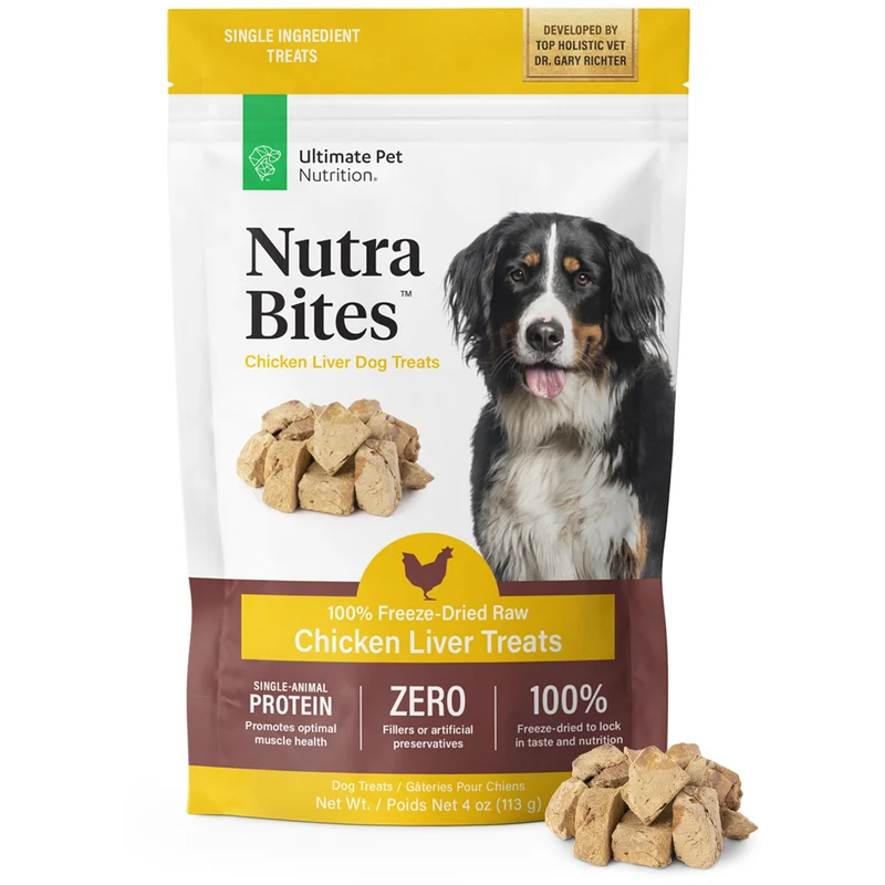 Nutra Bites Foie de Poulet Lyophilisé – Friables à ingrédient unique pour chiens | ULTIMATE PET NUTRITION