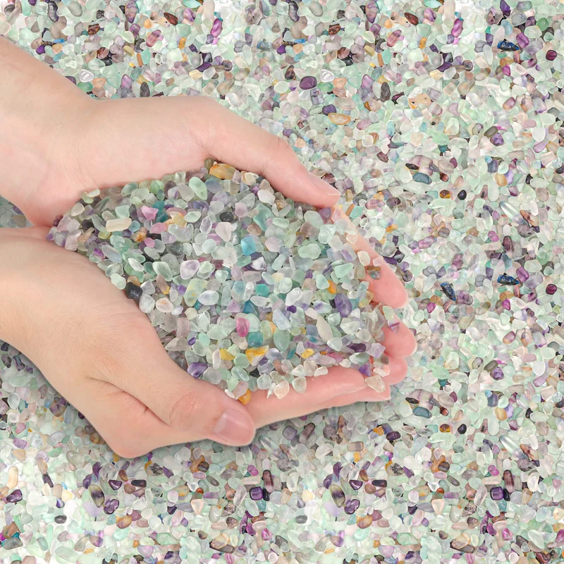 T4U Galets Cristal Chips – Quartz Concassé et Fluorite 2 lb, Galets Décoratifs pour Bricolage, Vases, Plantes et Aquarium