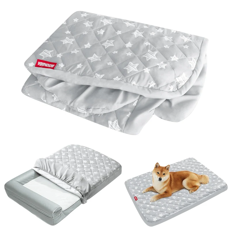 Moonsea Housse de lit pour chien – Imperméable, lavable, gris etoiles, 27x36 pouces