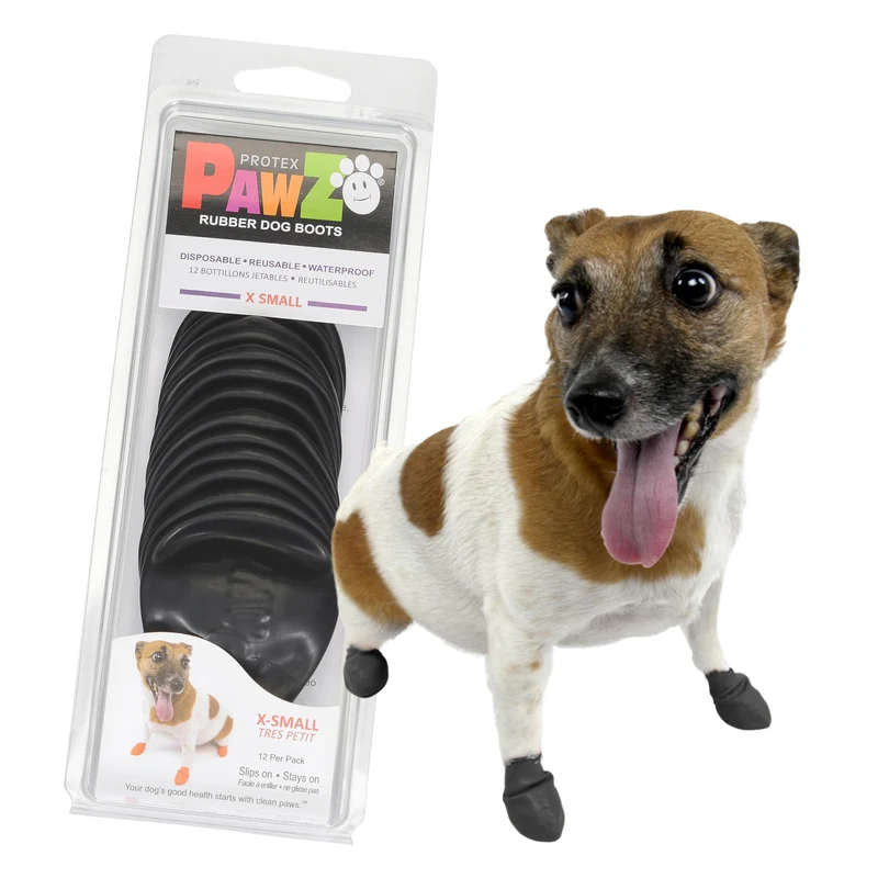 Protex PawZ – Bottes en caoutchouc pour petits chiens (XS), étanches et antidérapantes — Paquet de 12