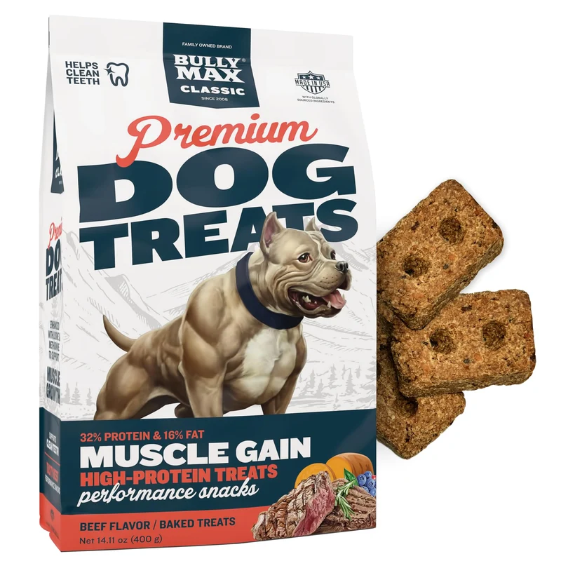 Bully Max Friandises Haute Protéine pour Chiens – 32% Protéines, Boeuf & Légumes, 400 g