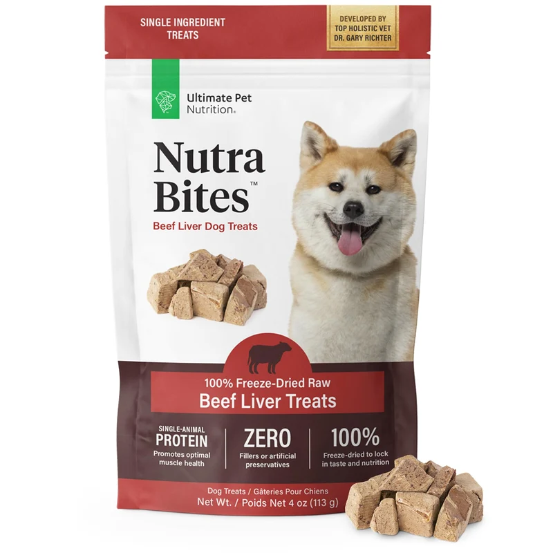 Nutra Bites Foie de Boeuf Lyophilisé — Friandises à Ingrédient Unique pour Chien | ULTIMATE PET NUTRITION