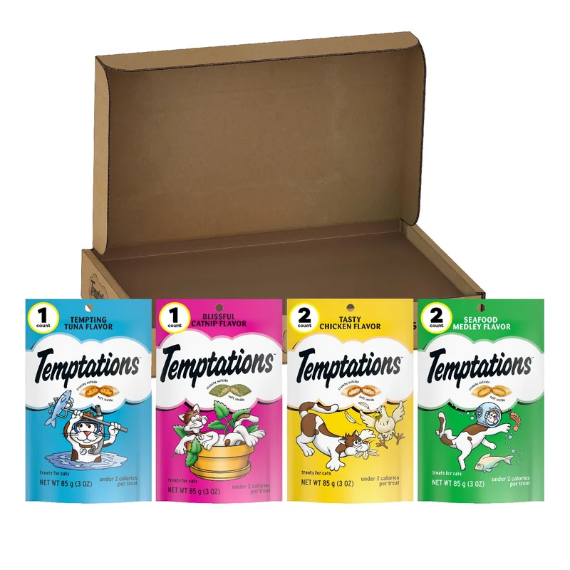 Friandises Temptations pour chat – Collection Classique Croquant et Moelleux, Variété (Lot de 6)