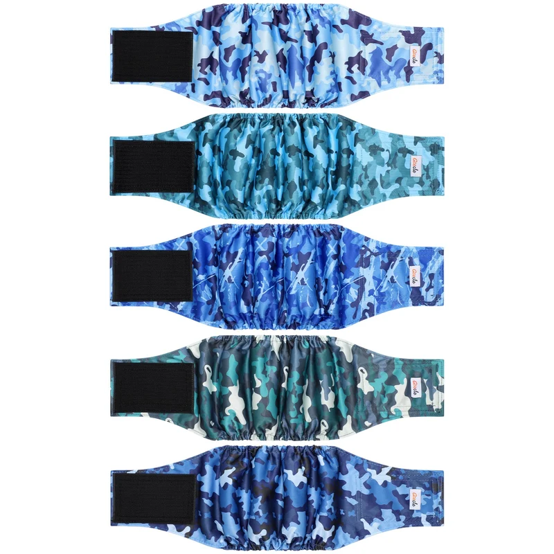 Grecle – Lot de 5 Couches Mâles Réutilisables pour Chiens, Bandes Vent­rales, Absorption Élevée et Camouflage