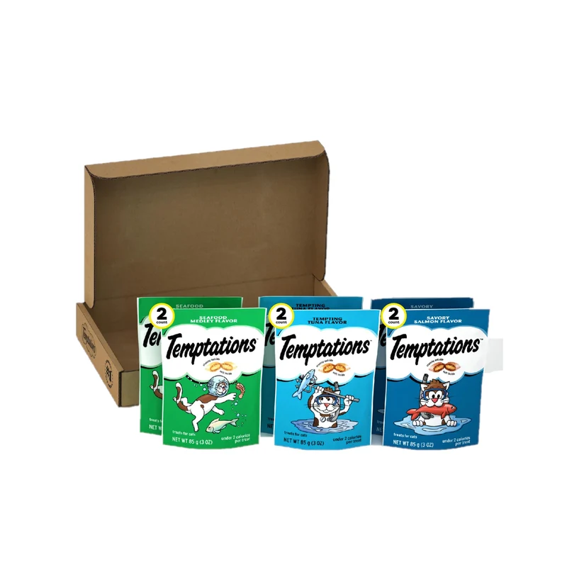 Temptations Friandises pour Chats Classic Croquant et Tendre – Variété Fruits de Mer, 3 oz, Pack de 6