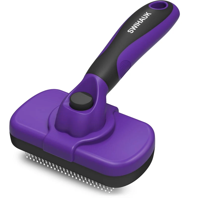 Swihauk Brosse Auto-Nettoyante pour Chiens et Chats – Désépaissage Doux et Soin des Poils (Violet)