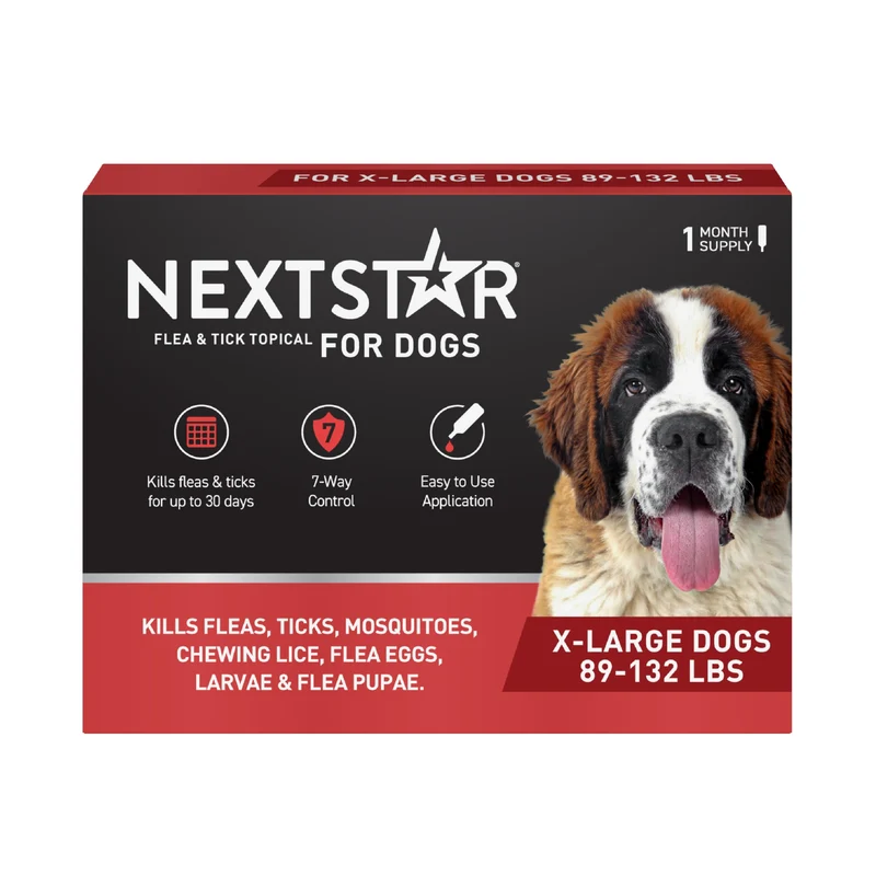NEXTSTAR – Prévention Puces et Tiques pour Chiens XL, 1 Dose Mensuelle, Topique Imperméable