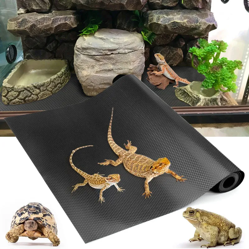 Vodolo Tapis de Terrarium Non Adhésif pour Dragon Barbu – Substrat Noir 118 Pouces