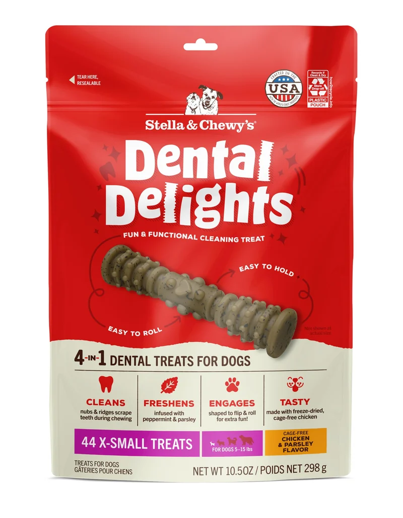 Stella & Chewy's Dental Delights – Friandises dentaires au poulet lyophilisé pour chiens, Extra Petit, 10,5 oz
