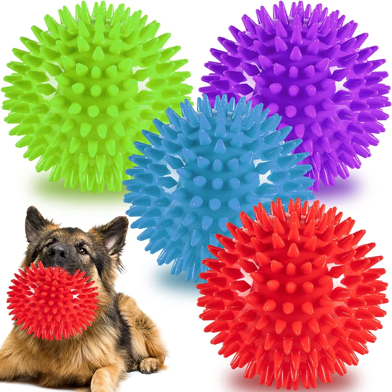 Labeol – Balles pour chien indestructibles 4,5 pouces, lot de 4 – pour chiens moyens/grands, dents propres et entraînement