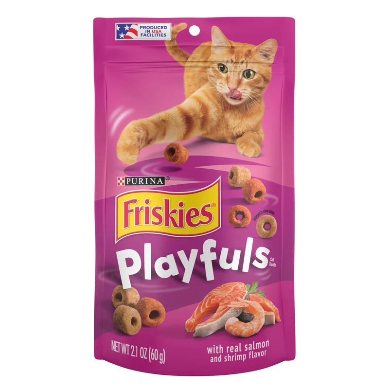 Friskies Playfuls Saumon et Crevettes – Friandises pour Chats (Pack de 10 sachets 2,1 oz)