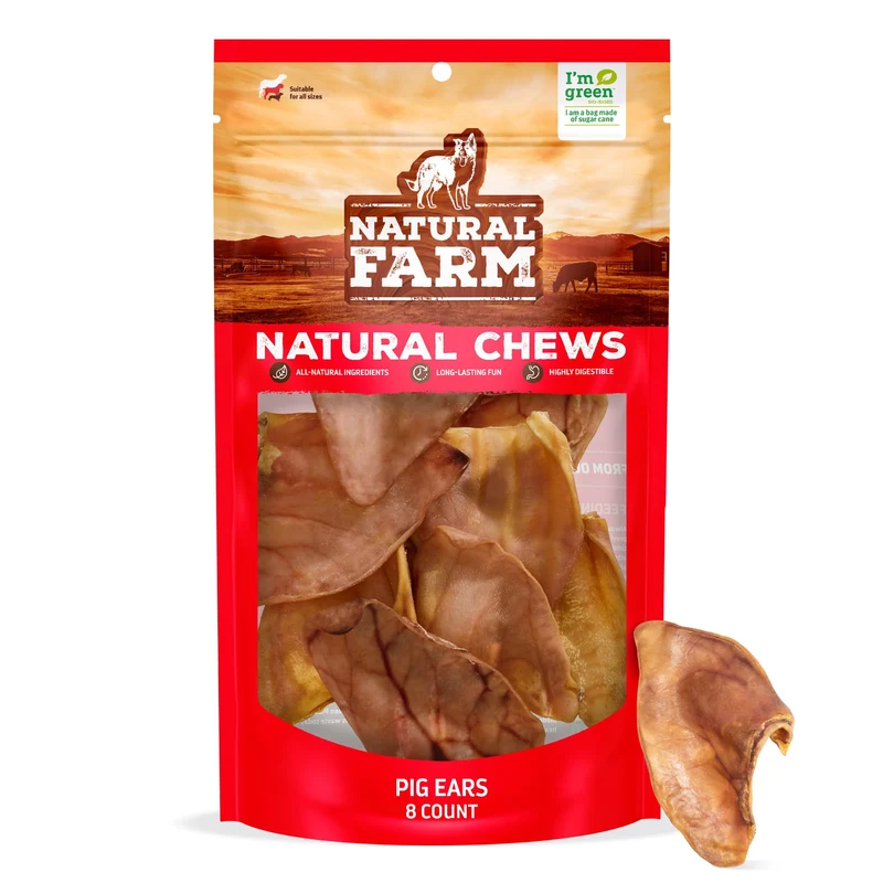Natural Farm Oreilles de Porc pour Chiens (8 pièces) – Friandise Naturelle et Digestible