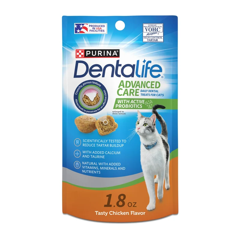 Purina DentaLife Friandises Dentaires pour Chats – Saveur Poulet, Lot de 10 Sachets 1,8 oz – Fabriqué aux États-Unis