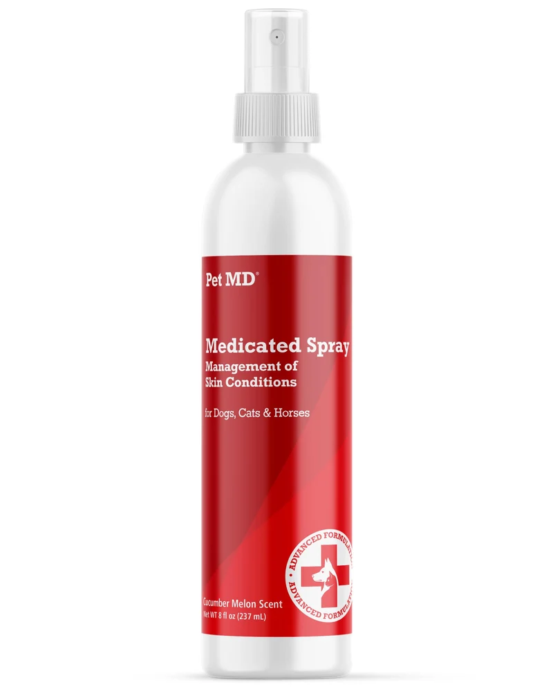 Pet MD Spray Topique – Acides gras essentiels, Aloe et Vitamine E pour Chiens, Chats et Chevaux – 8 oz