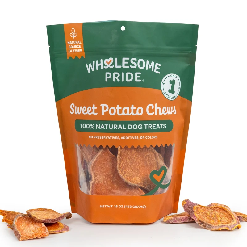 Wholesome Pride Friandises Patate Douce pour Chien – 1 Ingrédient, Sans Céréales, 454 g