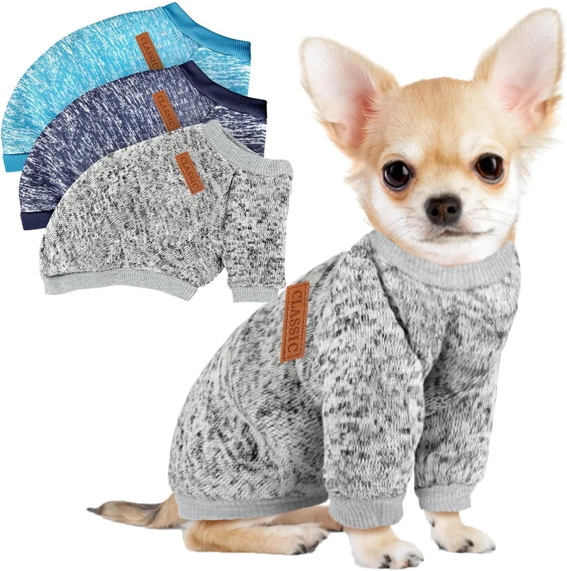 BAOBICUTE - Lot de 3 pulls pour petits chiens et chats en polaire chaude