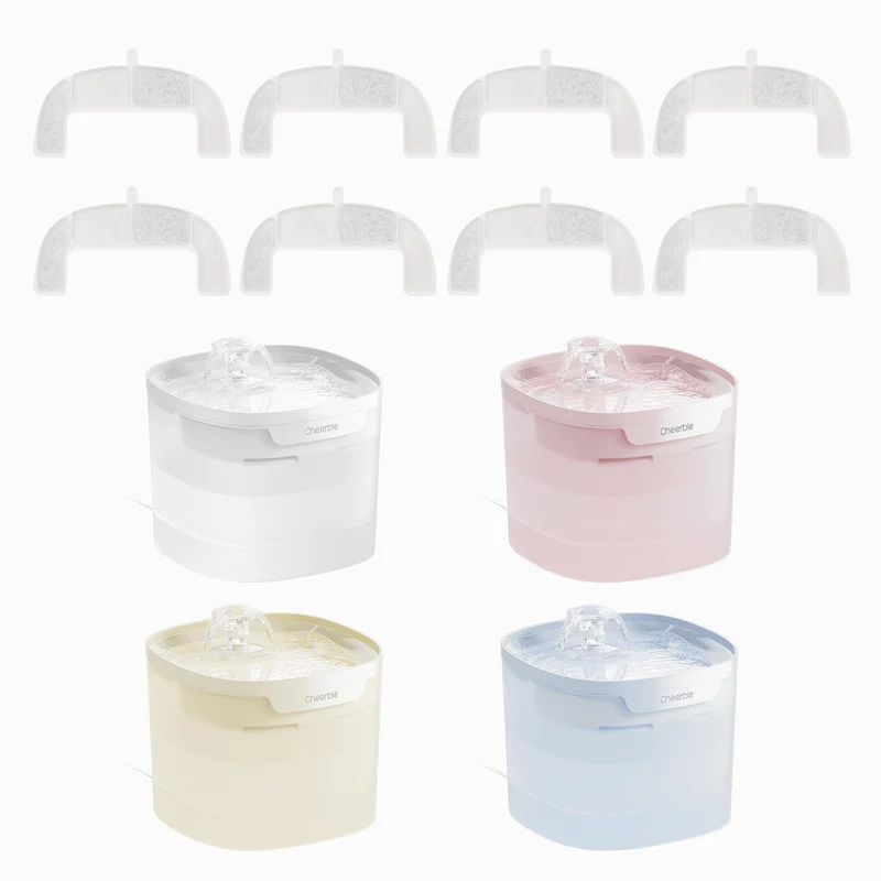 Cheerble Fontaine pour chat sans pompe Elfin E1 Lite – 2 L / 67 onces, MagDrive, Sans BPA, 8 filtres