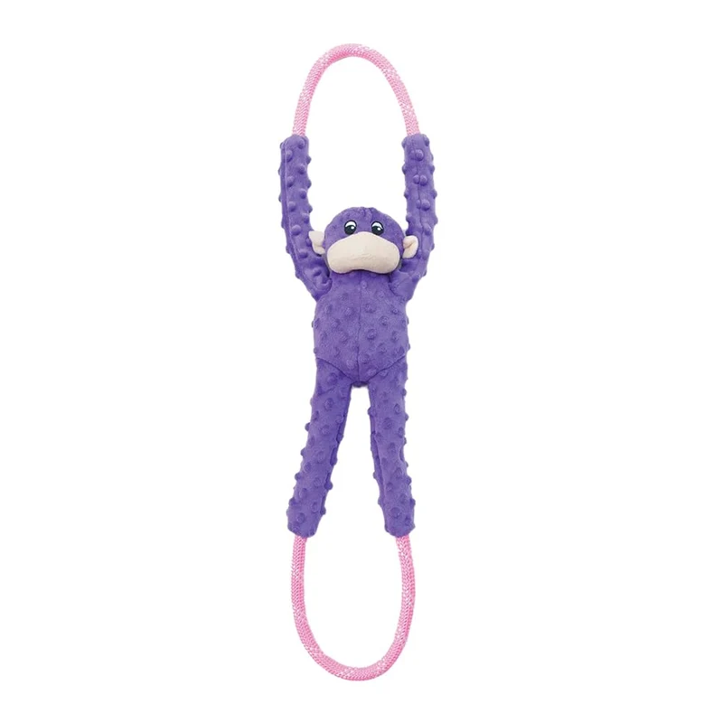 ZippyPaws RopeTugz - Jouet de Tirage en Corde Durable pour Chiens (Singe Peluche Violet)