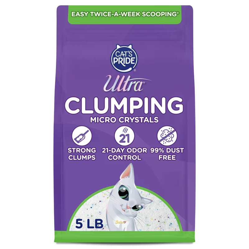 ULTRA Litière Cristaux Micro-Agglomérants – Sans Poussière, Doux sur les Pattes, Sans Parfum – 5 lb