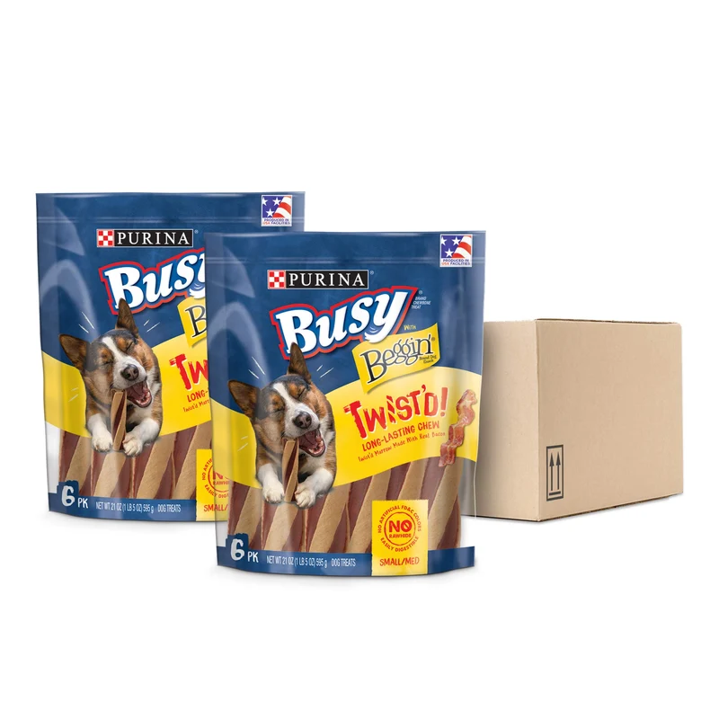 Purina Busy avec Beggin' Twist'd – Friandises torsadées pour chiens petits et moyens, fabriqué aux États-Unis, 2 x 6 sachets