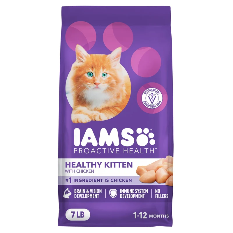 IAMS Proactive Health Chaton – Croquettes sèches au poulet réel pour chatons, sac de 3,18 kg