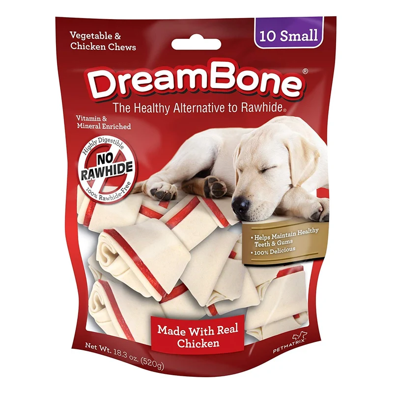 DreamBone Friandises Poulet et Légumes pour Chiens — Sans Cuir, Petit Format, 10 Morceaux