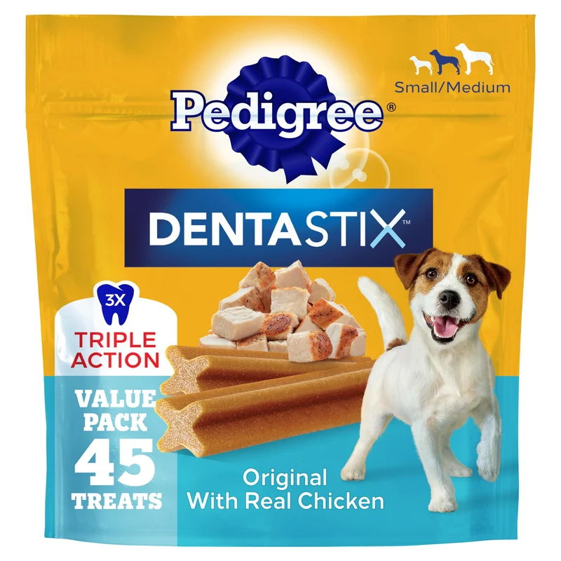 Pedigree Dentastix – Friandises dentaires pour petits et moyens chiens au poulet, 21,1 oz (45 bouchées)
