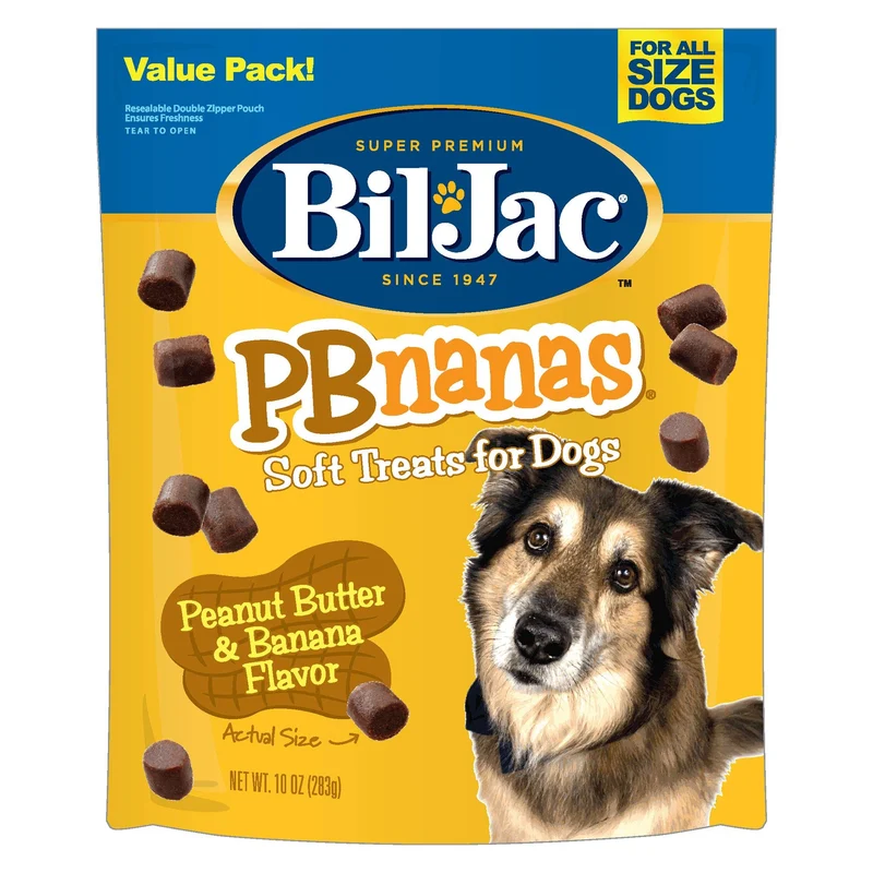 Bil-Jac PB-Nanas: Friandises Molles pour Chiens — Beurre de Cacahuète et Banane, 10oz (2 Paquets)