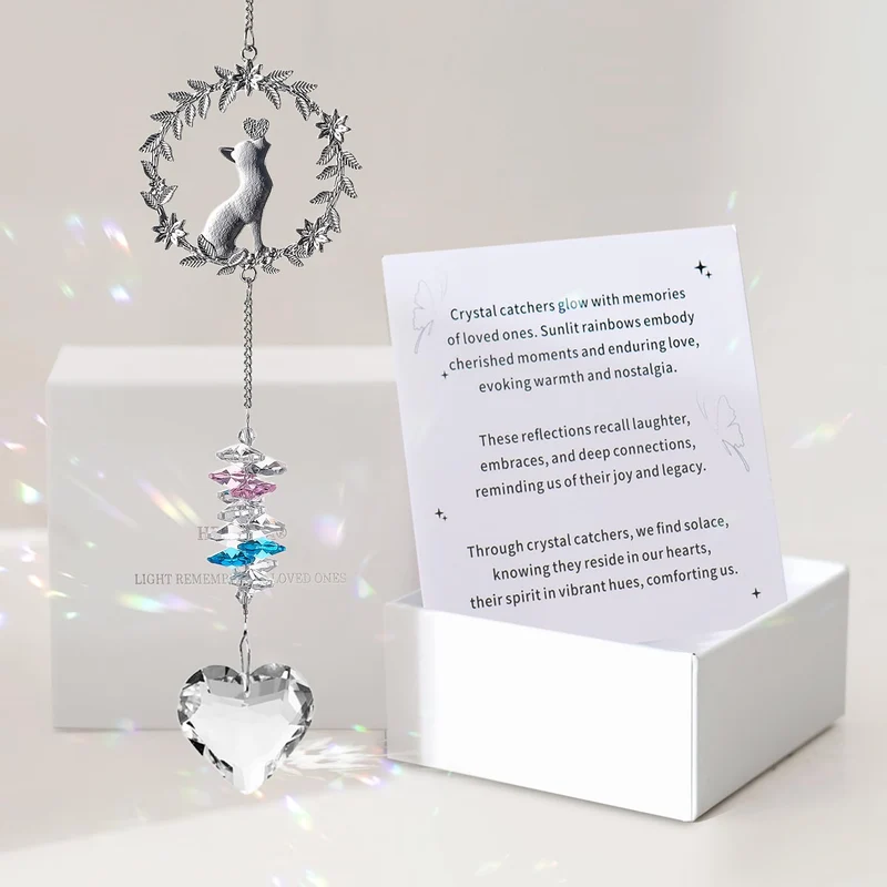 HEGELDA – Mémorial Chat en Cristal: Ornement Arc-en-Ciel et Cadeau Sympathie Personnalisé