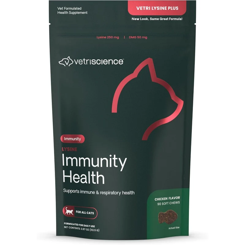 VetriScience Lysine Immunity Health - Friandises Lysine 250 mg pour Chats et Chatons | Immunité et Voies Respiratoires