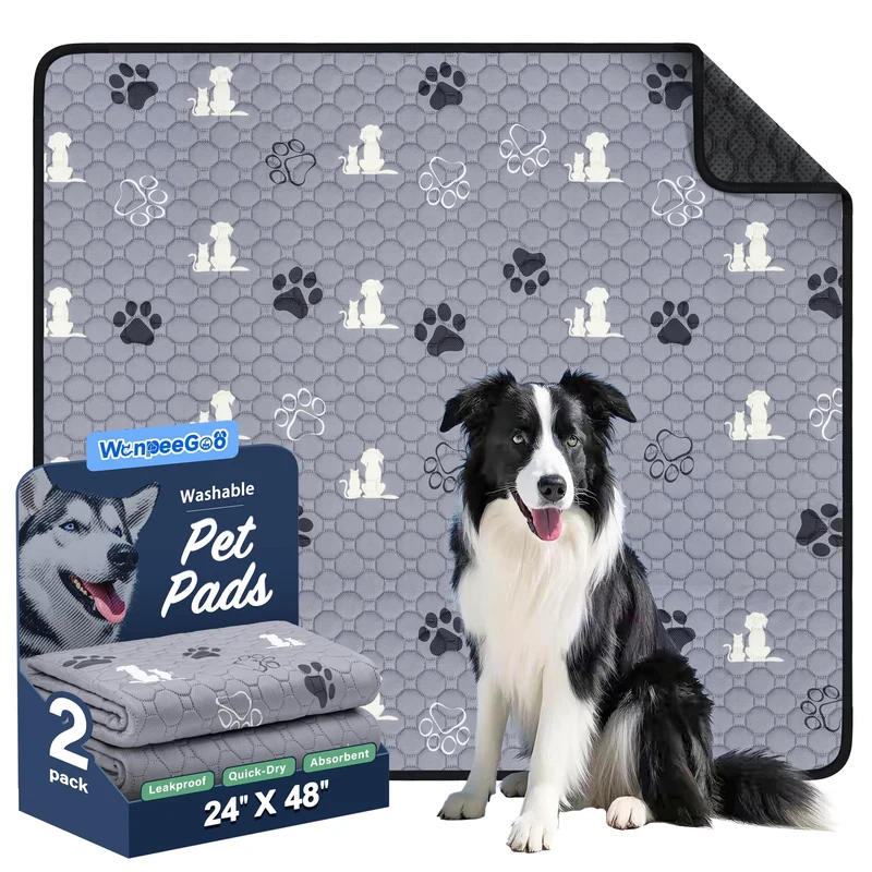WanpeeGoo Tapis Pipi Lavables 24x48 – Pack de 2, Absorbants & Antidérapants pour Chiens
