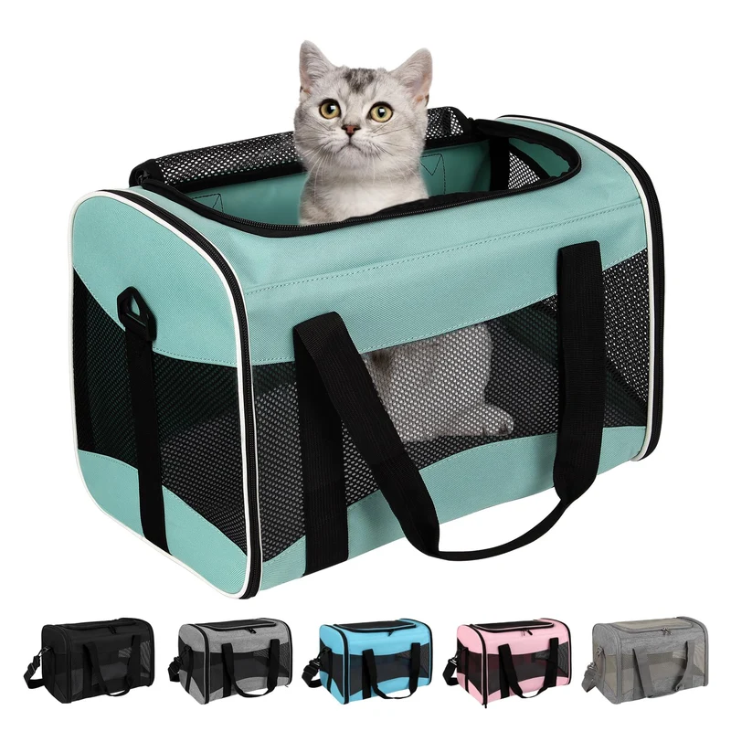 Top Tasta Sac de transport chat et petit chien – Cabine avion, pliable jusqu’à 15 livres, 17x11x11 pouces, vert