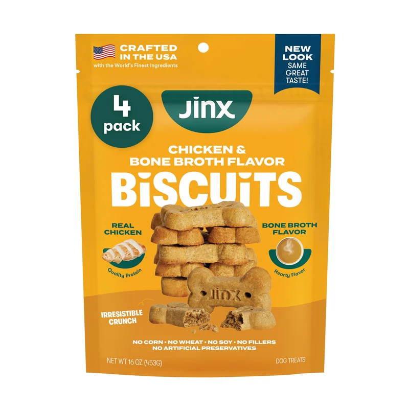 Jinx – Friandises croustillantes au bouillon d’os de poulet, biscuits pour chiens 16 oz