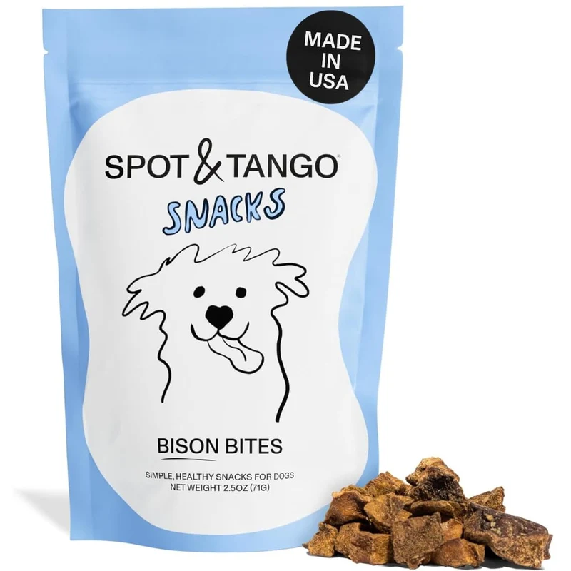 Spot & Tango Bison Bites – Friandises à ingrédient unique 100% rein de bison, lyophilisées – Sans céréales – Fabriqué USA