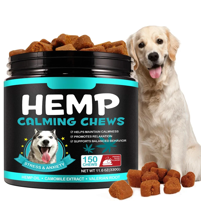 ATOANY – Friandises calmantes au chanvre pour chiens, 150 bouchées (11,6 oz) – Aide possible pour l’anxiété et le stress