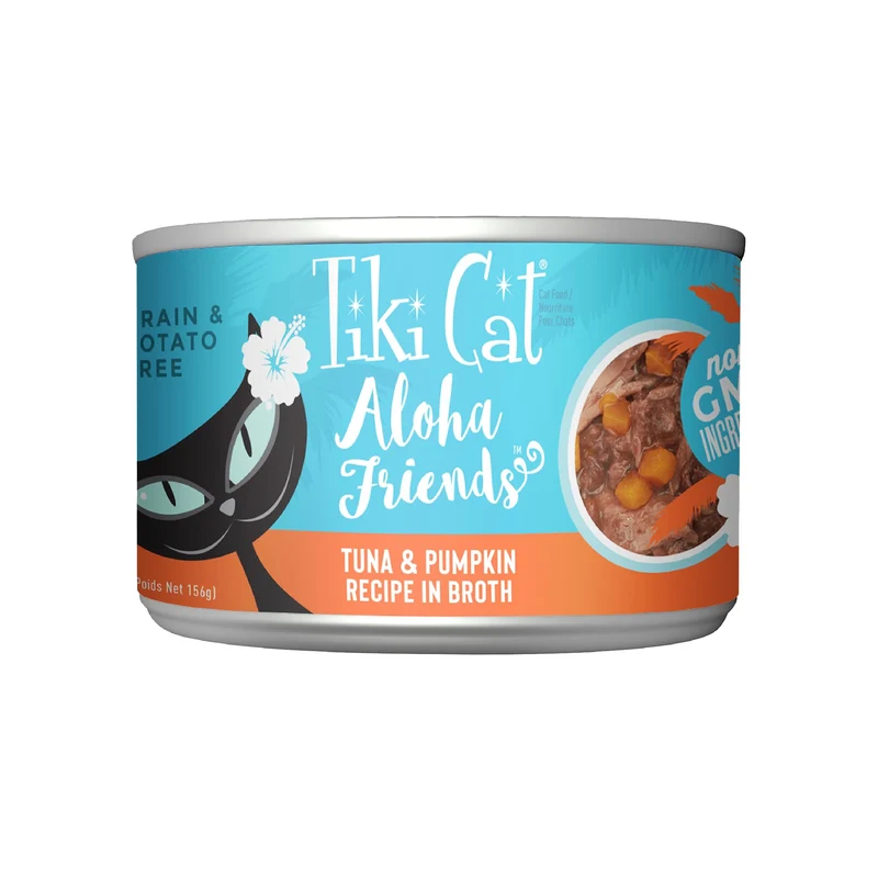 Thon et Potiron — Tiki Cat Aloha Friends, Sans Céréales et Haute Humidité, Aliment Humide pour Chats, 5,5 oz, ensemble de 8 boîtes