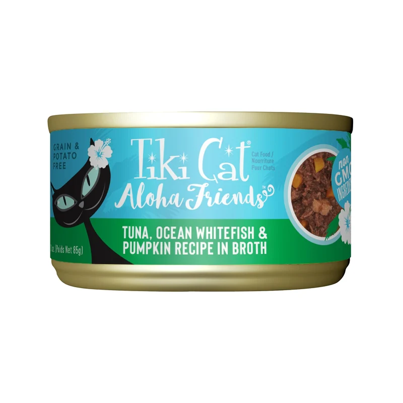 Tiki Cat Aloha Friends — Thon, Poisson Océan et Citrouille, Sans Cereales, Haute Humidité — Aliment Humide pour Chats, Toutes les Etapes | Tiki Pets
