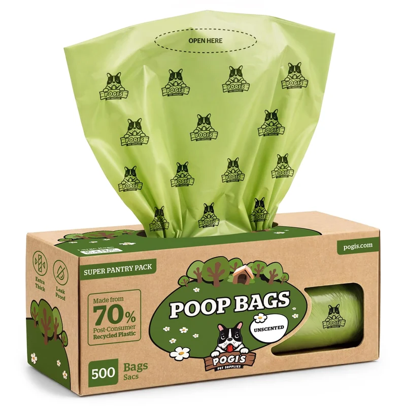 Pogi's Poop Bags – Sacs-poubelle XXL Sans Parfum, Rouleau de 500 Sacs