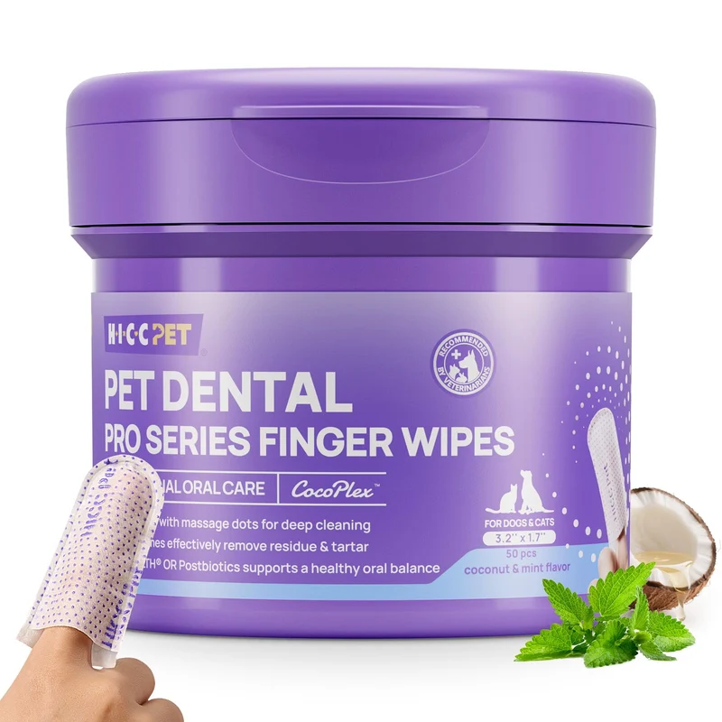 HICC PET Pro Lingettes Nettoyage Dentaire pour Chiens et Chats – Sans Rinçage, Respiration Fraîche