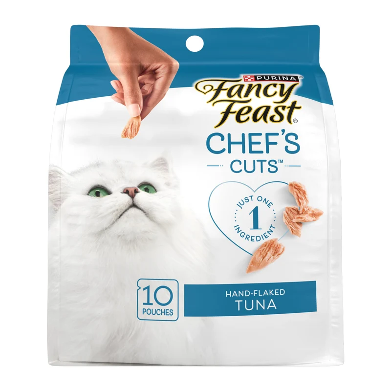 Purina Fancy Feast Purely – Thon effiloché à la main, cuit à la vapeur, Pack de 5 sachets