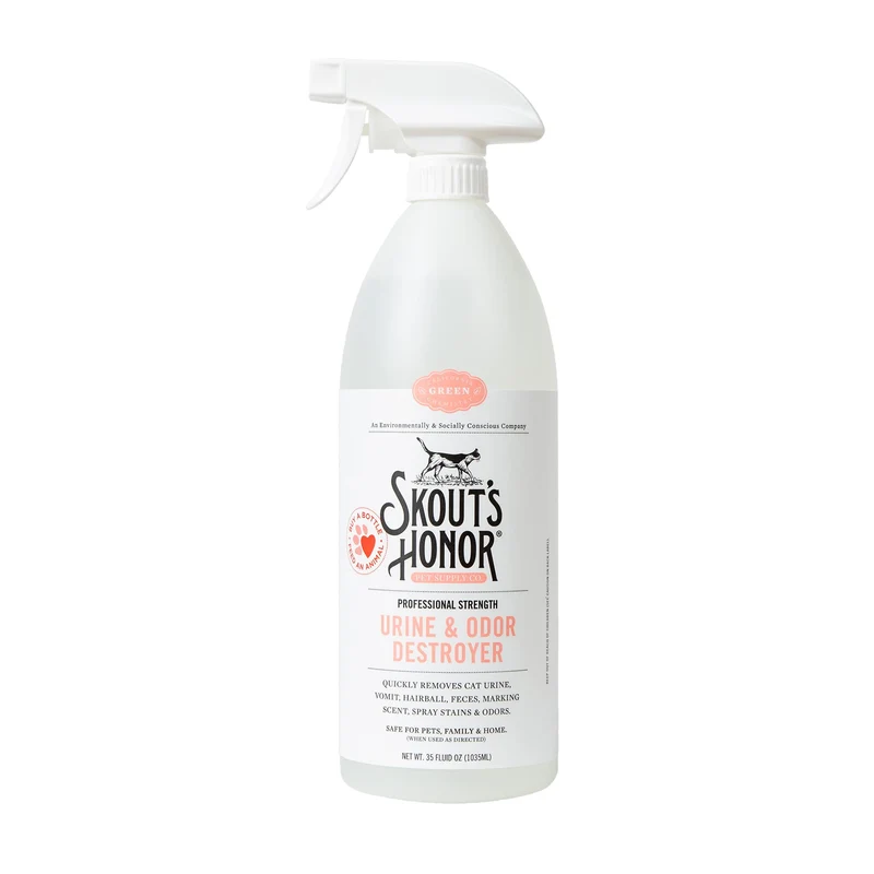 Skout's Honor Détachant Urine et Odeurs pour Chats – Puissance Pro, Formule Végétale Sans Cruauté, 35 oz