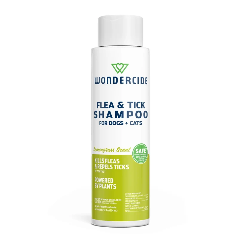 Wondercide - Shampoing Puces et Tiques pour Chiens et Chats - Citronnelle - 355 ml