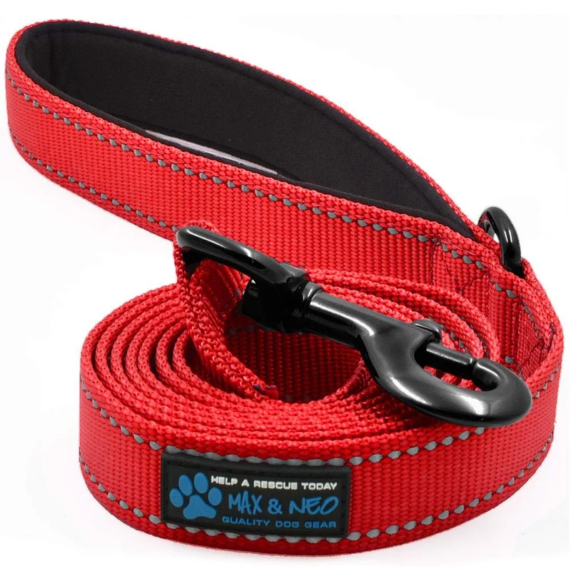 Max and Neo Laisse Réfléchissante en Nylon – Rouge, 6 pieds | Donation 1 pour 1 aux refuges