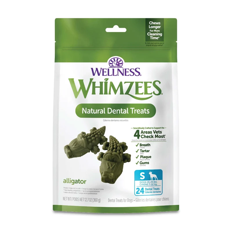 Whimzees Alligator – Friandise Dentaire Chien Petit, 24 bouchées, sac de 360 g
