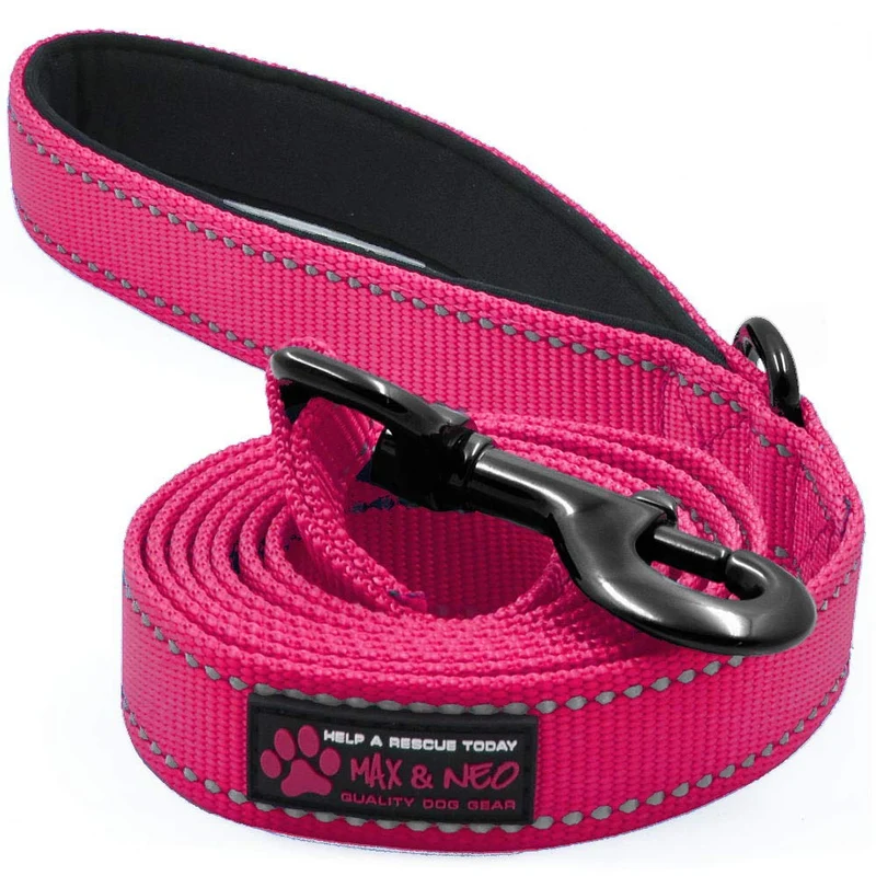 Laisse en nylon réfléchissant rose 6 pieds Max and Neo – don d une laisse par vente