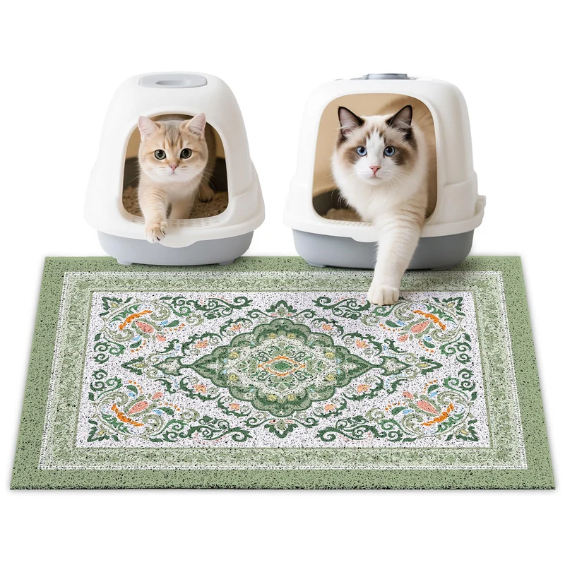 Unicorn Catcher Tapis Litière pour Chats 33 x 22 po Anti-Dérapant Lavable – Vert Foncé