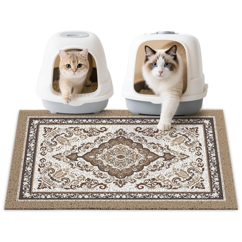 Unicorn Catcher Tapis Litière Chat 33x22 po — Anti-Dérapant, Lavable, Brun