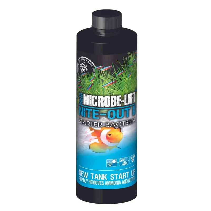 MICROBE-LIFT Nite-Out II – Bactéries d’aquarium pour démarrage rapide, cycle instantané et réduction d’ammoniaque/nitrites (16 onces)