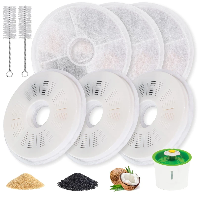 Barkios 6-Pack Filtres pour Fontaine Chat Catit 3L – Filtration Triple avec Carbone Actif et Résine d'Échange d'Ions
